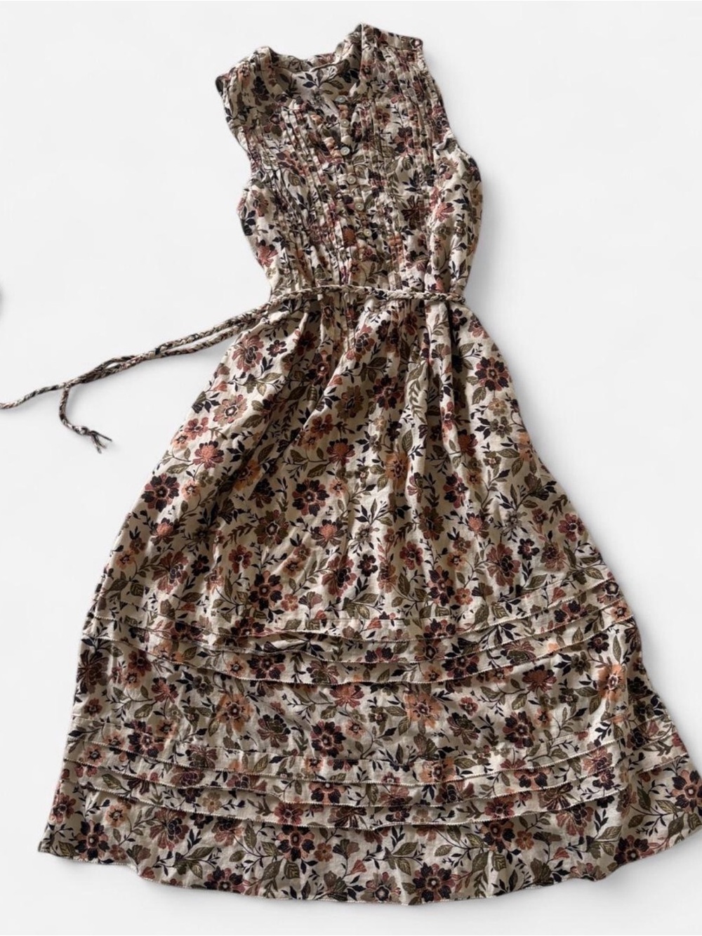 faherty floral dress midi linen S